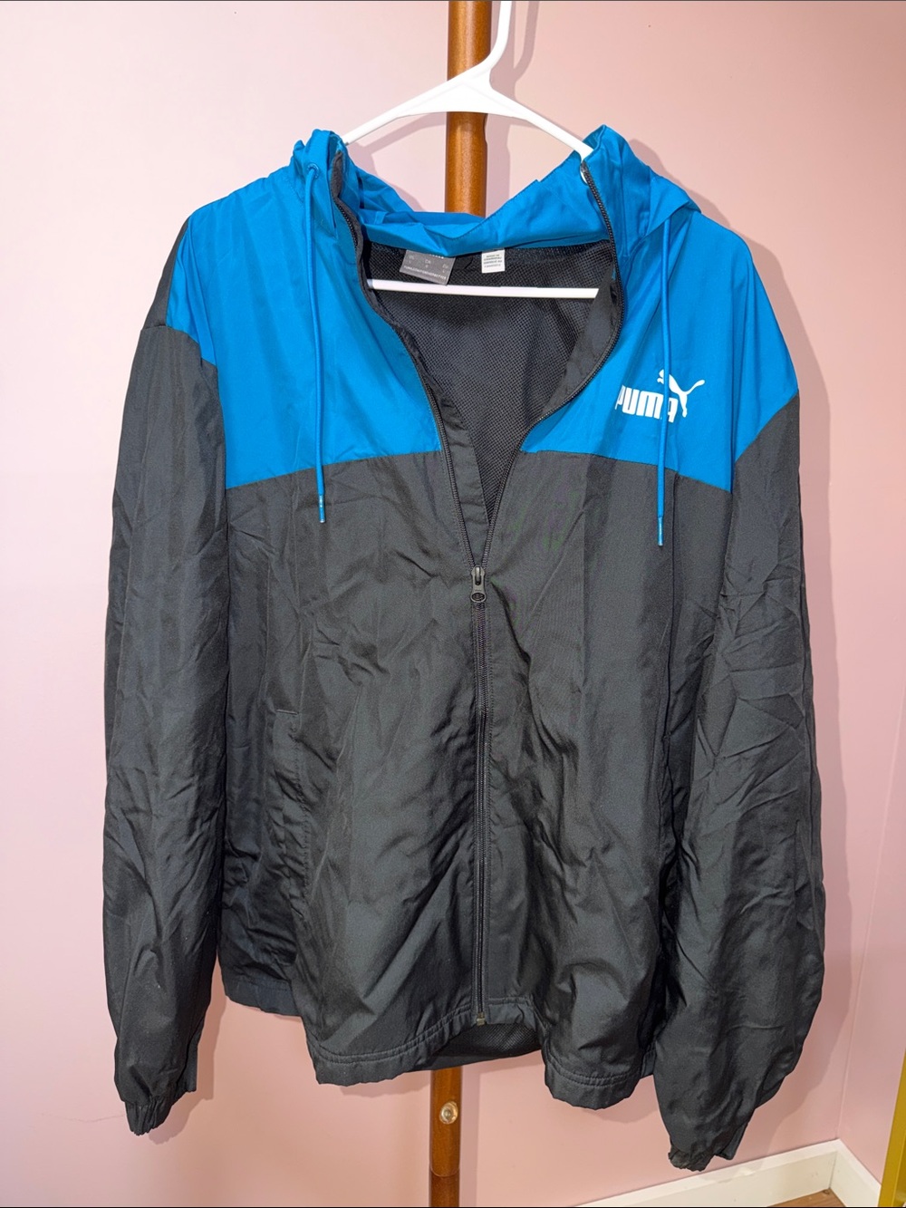 Puma Black and Blue Hooded Windbreaker Jacket